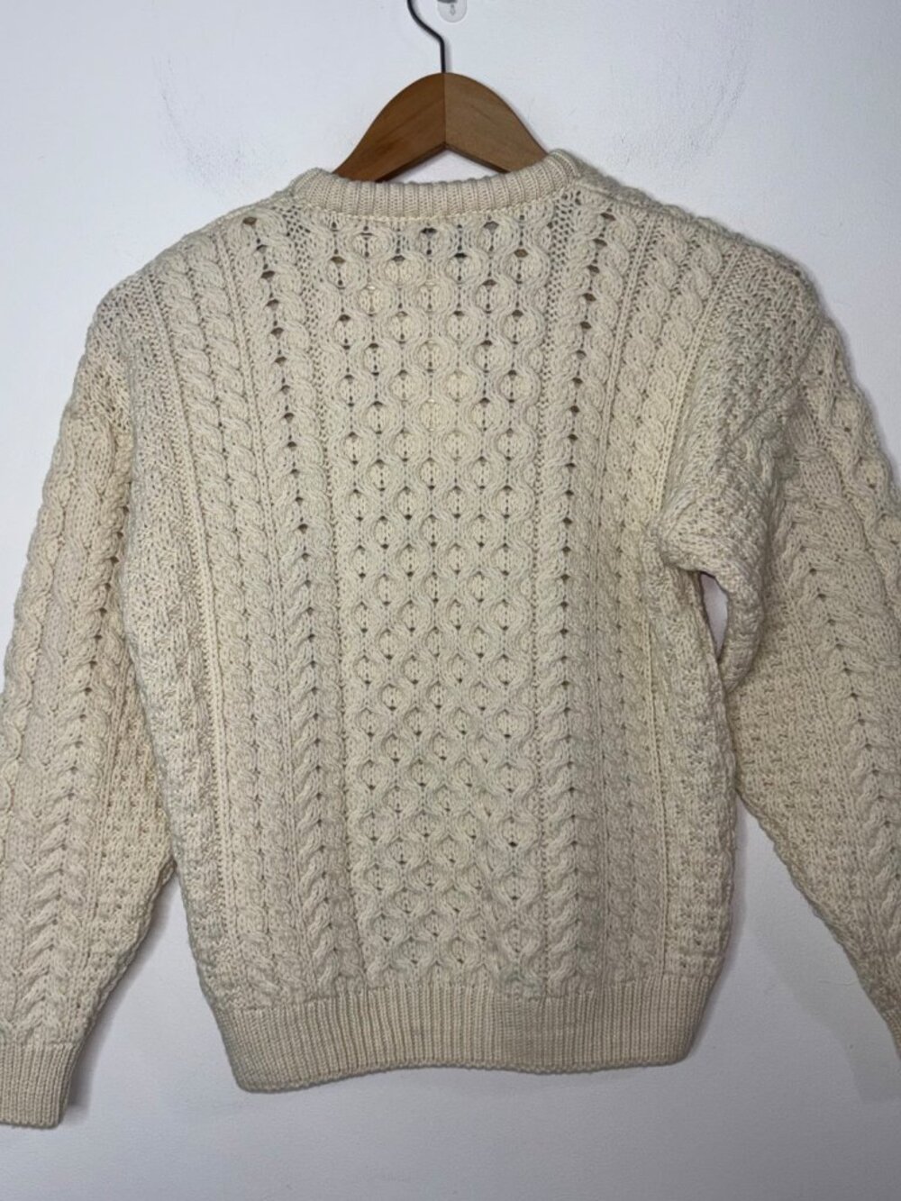 Carraig Donn Kids Aran Cardigan XXL Cream 100% Merino Wool Sweater Ireland - Picture 3 of 10
